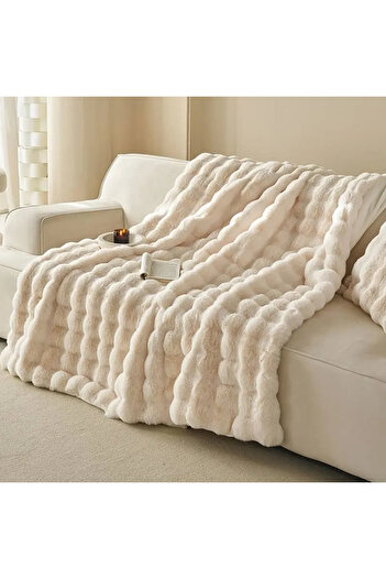 baladı home ev tekstil home collection Single Thick Plush Bedspread - Blanket 155 x 200 cm + 1 Pillowcase