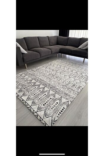 MEKA TEKSTİL New Pattern Ethnic White Model Velvet Carpet Cover