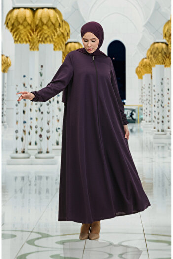 sefamerve Plum Zippered Mevlana Ferace - 3085-03