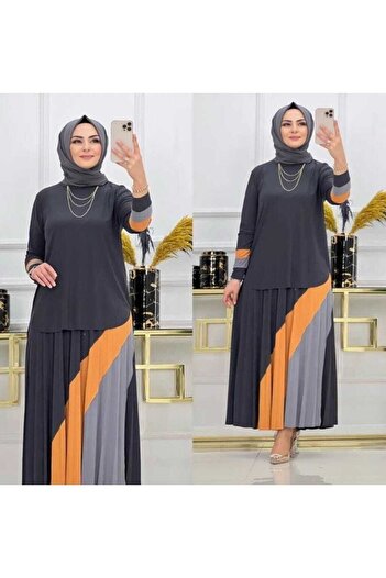 MODAMÜNASİP Wonderful Sandy Skirted Double Set