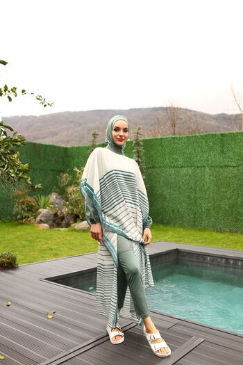ButikKardelen Camellia Patterned Hijab Swimsuit 5 Pieces - 10364