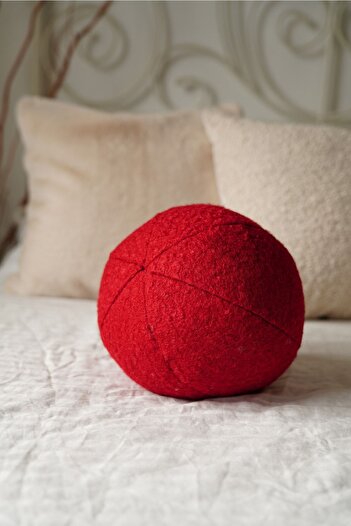 sevaradekor Teddy Ball Pillow Red