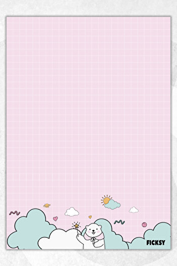 Ficksy A5 Size Cute Teddy Bear Note Paper - 50 Sheets Memopad Memo Pad To Do List