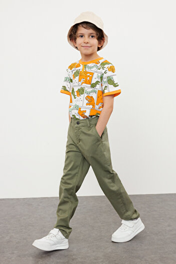 TRENDYOLKIDS Boy's Khaki Chino Trousers - Regular Fit TKDSS24PL00006