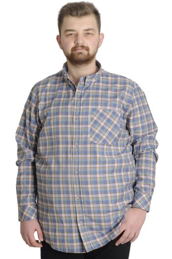 ModeXL Mode Xl Large Size Men's Shirt Plaid Long Sleeve 23300 Purple