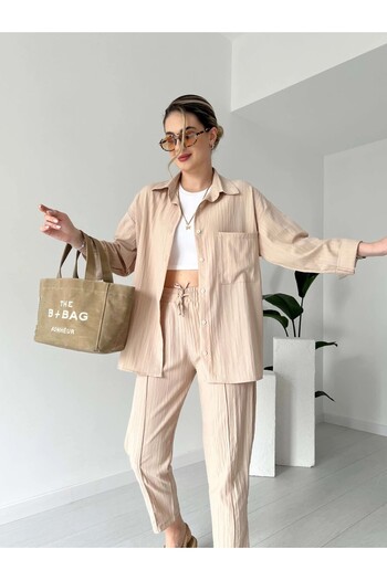 ZF BUTİK Short Leg and Pocket Detailed Suit Set