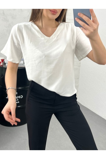 modavingo Ecru Women's Aerobic Blouse - Shoulder Pleated and Vyaka Detail