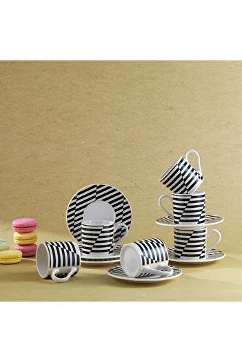 Schafer Fun 6-Person Coffee Cup Set - 12 Pieces - Black