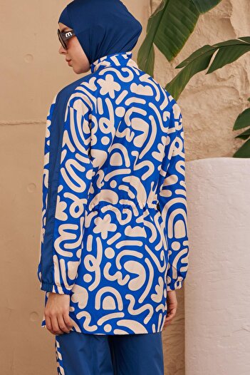 Starinci Mayo Indigo Modern Design - Full Covered Kangaroo Model Swimsuit