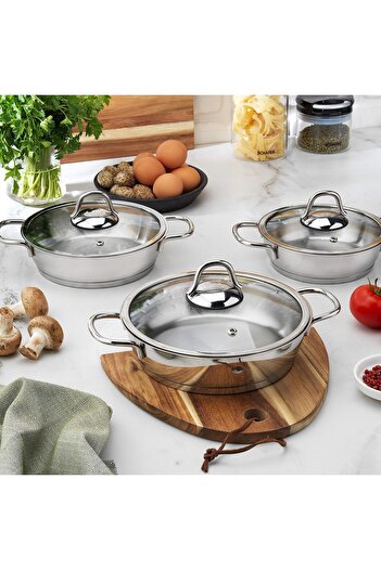 Schafer Eva Steel Pan Set-6 Pieces-inox