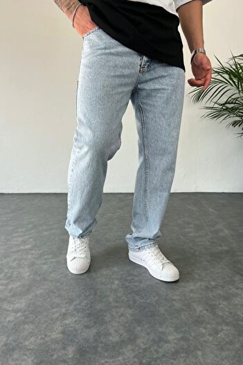 NO61 MAN Blugi largi, confortabili, albaștri de gheață