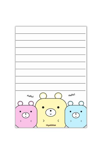 LikyaDükkan Striped Bear Memopad Checked A6 Size Notepad