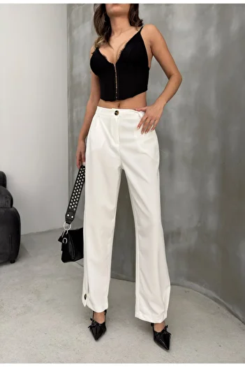 MAXXANA Button Detailed Carrot Cut Trousers