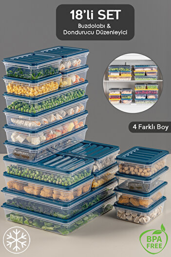 Meleni Home 18 Pieces Microwave Compatible Oil Storage Container - 2x2400Ml 4x1200Ml 4x1170Ml 8x600Ml