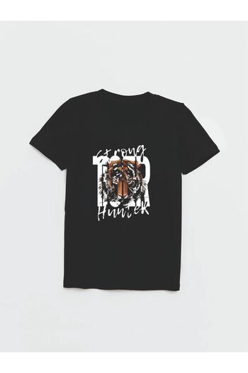 Cevval Tiger Printed Tiger Patterned Children's T-Shirt