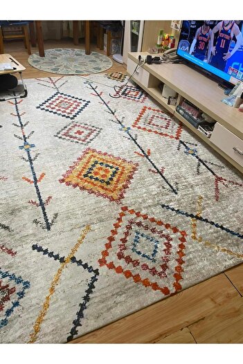 MEKA TEKSTİL New Rainbow Model Lux Carpet Cover with Elastic