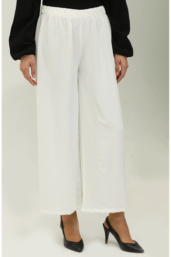 sefamerve Ecru Aerobin Fabric - Wide Leg Trousers 0145-01