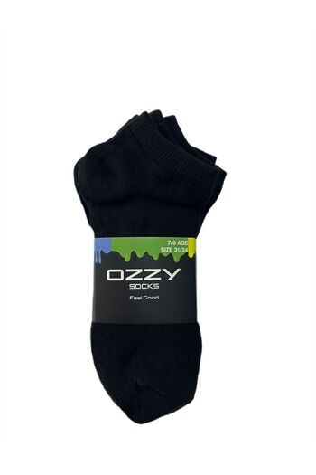 Ozzy Socks 5 Pairs Black Colored Cotton Children's Short Booties Socks