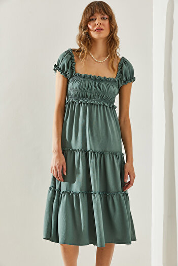Bianco Lucci Square Collar 3 Layer Ayrobin Women's Dress -60251285