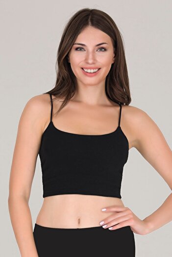 Sensu Women's Rope Strap Black Crop Bustier - Bst1001