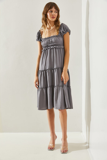 Bianco Lucci Square Collar 3 Layer Ayrobin Women's Dress -60251285