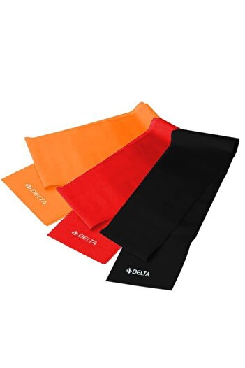 Delta Bandă Pilates din 3 bucăți, 150 cm x 15 cm, cauciuc de rezistență pentru exerciții (partea de capăt DESCHISĂ)