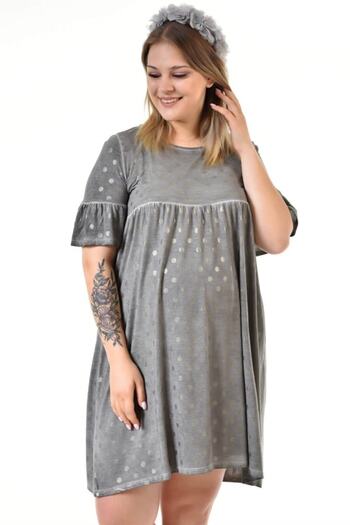 Seamoda Dot Printed Oil Wash Maternity Dress Anthracite