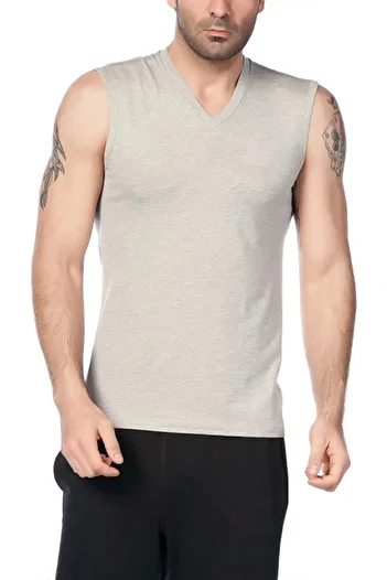 Kom Men's Gray Francesco V-Neck Undershirt