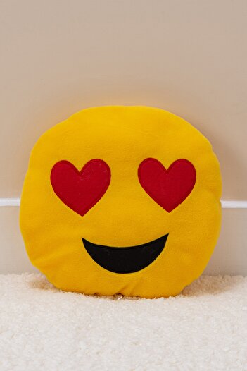 Favore Casa Nakış İşlemeli Kalp Gözlü Emoji Yastık