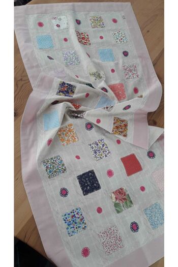 Bohemian Pink Embroidered Natural Runner
