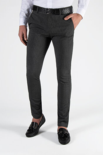 Terapi Men Füme Çizgili Slim Fit Pamuklu İtalyan Kesim Pantolon