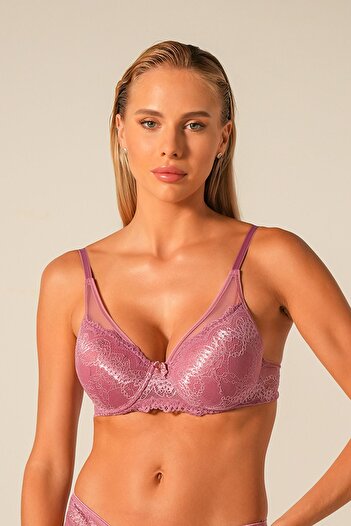 Doğan Dried Rose Tulle Lace Supported Bra