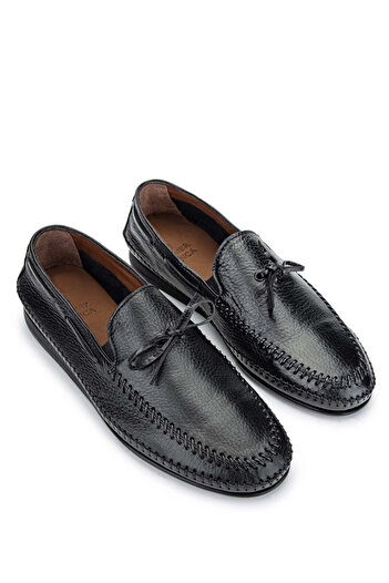Tamer Tanca Genuine Leather Black Men's Loafer Shoes