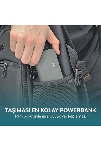 Bix Pb106 10000mah Pd20w Type-c Usb Çift Çıkışlı Led Göstergeli Mini Powerbank Gri