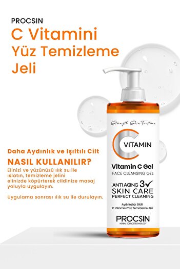 PROCSIN Aydınlatıcı Etkili C Vitamini Yüz Temizleme Jeli 150 ML