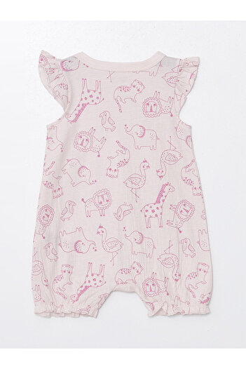 LC Waikiki LCW Baby - Crew Neck Printed Jumpsuit for Baby Girl BayQ, Short Sleeve