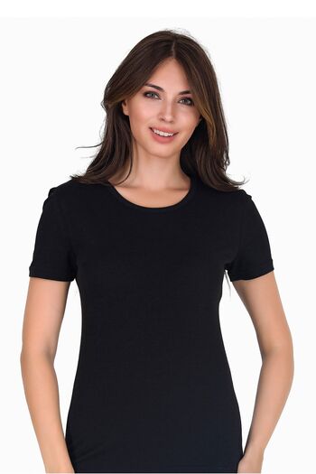 Sensu Crew Neck Black Basic T-Shirt - Women's Tsr1005