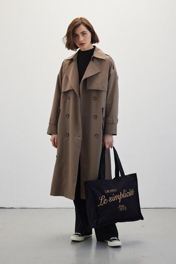 Manuka KNOFLÍKOVÝ DVOJŘADOVÝ TRENCH COAT NORK