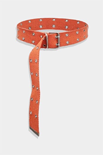 Carpe Orange Belt - Multiple Stud Detail