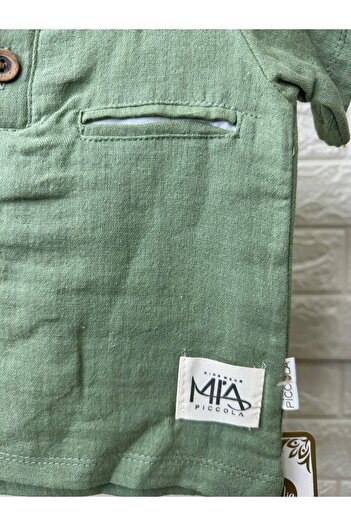Tk Boys' Tela 2-Piece Set - Linen Buttoned Crew Neck Shirt and Shorts
