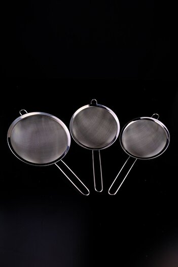 Digithome Gray Steel Handle 3-Piece Strainer Set - 18-20-22 Cm