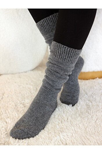 Buluş Organic Γυναικείες κάλτσες γονάτων 2 τεμαχίων Navy Blue, Melange Grey Organic Sheep Wool