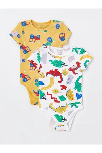 LC Waikiki LCW baby Crew Neck Short Sleeve Printed Baby Boy Snap Body 2-Piece