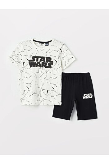 LC Waikiki LCW Kids Boys Pajamas Set with Shorts - Crew Neck, Star Wars Print, Short Sleeve
