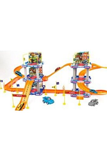 Erdem Oyuncak Parking Lot Play Set 6 Storey 2 Metal Cars 83 Piece Super Garage Set