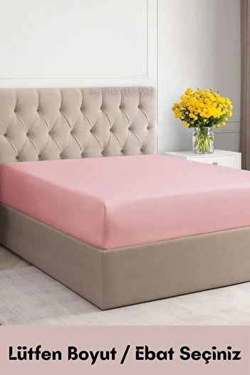 LATTE TEKSTİL Pink 100% Cotton Fitted Combed Bed Sheet - Elastic, Single-Double-Size Size