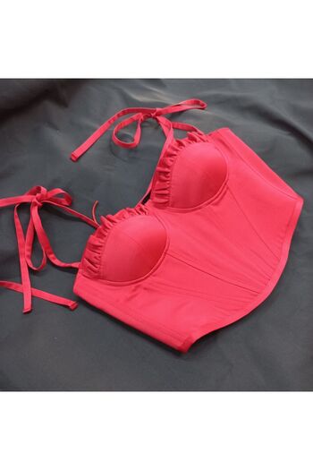 es moda shop Hira ruffle satin corset red