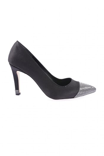 DGN Pm450-k030-23y Black Satin Platinum Stone Women's Heeled Shoes