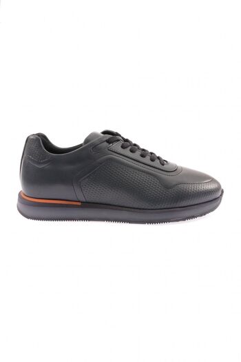 DGN Navy Blue Genuine Leather Men's Sneakers - 32593396