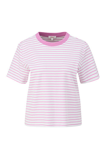 s.Oliver Rundhalsausschnitt T-Shirt - Kurze Ärmel, Rippblende2151141